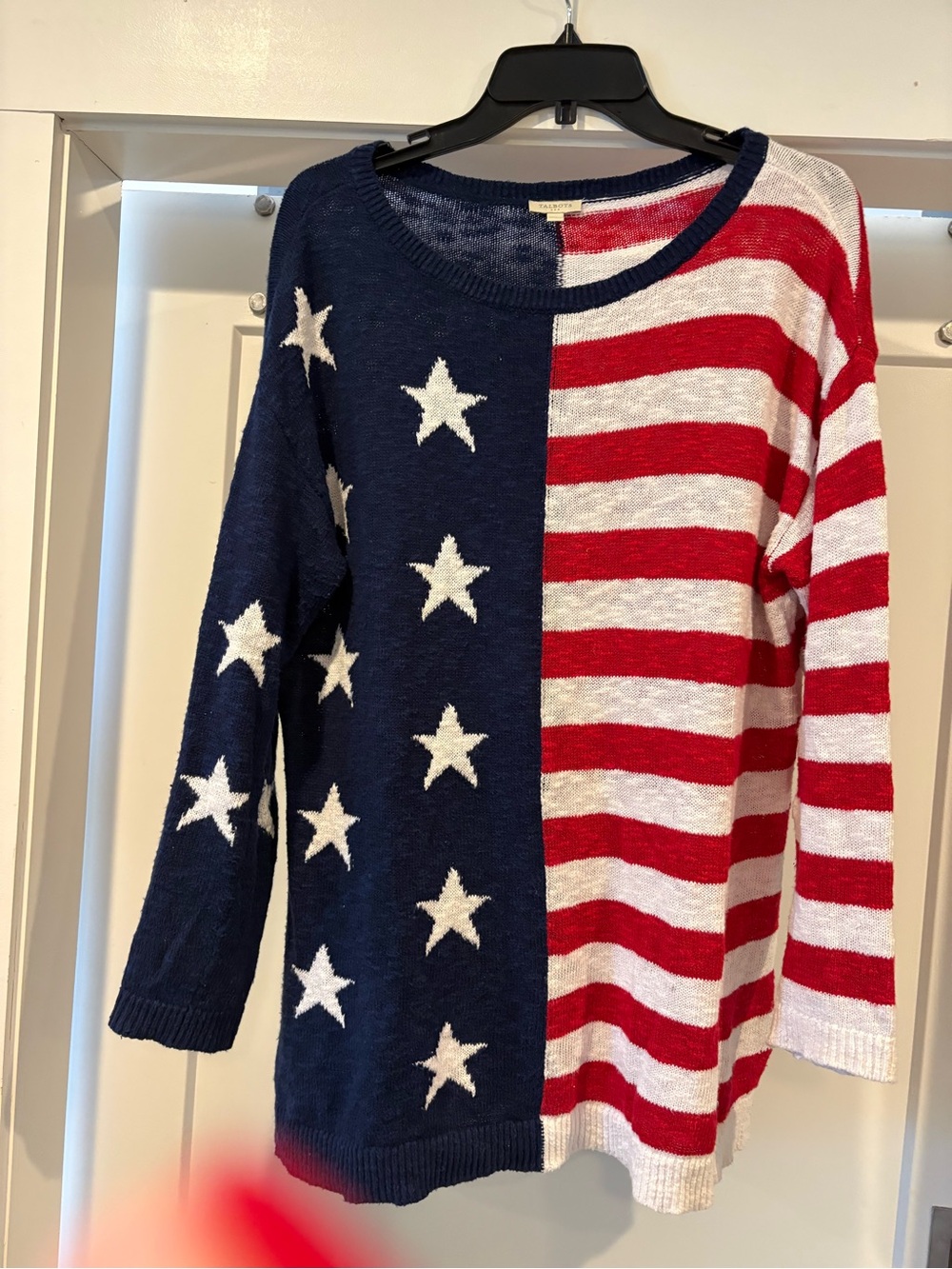 Talbots Women’s Americana Stars & Stripes Sweater - Navy, Red, White Size M